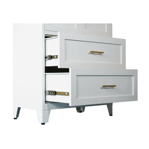 English Elm 71" Tall Metal Wardrobe Cabinet with 2 Drawers, Adjustable Shelf & Hanging Rod — Space-Saving White Closet Organizer W3387P351602