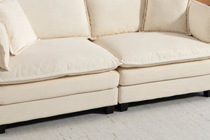 English Elm Modern Chenille Sectional Sofa with Chaise Lounge Solid Wood Frame Living Room Seating Antique White W2530P463105