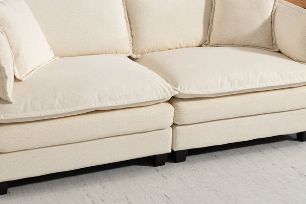 English Elm Modern Chenille Sectional Sofa with Chaise Lounge Solid Wood Frame Living Room Seating Antique White W2530P463105