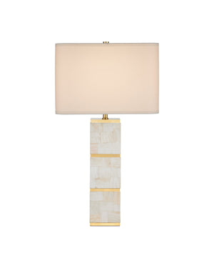 Currey & Company Casey Mother Of Pearl Table Lamp – Elegant Sculptural Design With Brass Accents For Modern Homes Natural Mother Of Pearl ,Stainless Steel ,Composite 6000-1033-currey-company