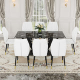 Black Marble Pattern Tempered Glass Dining Set - 71