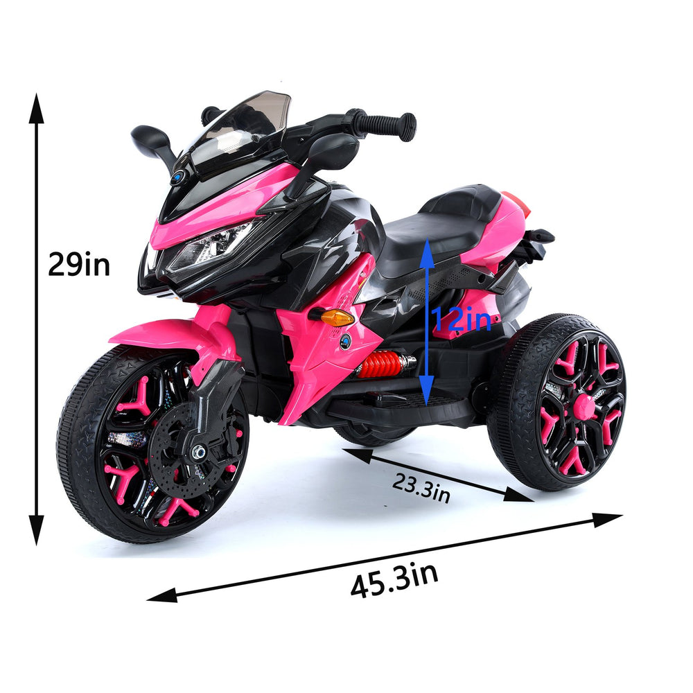 English Elm Kids 12v Battery Powered Ride on Motorcycle with Light up Wheels and Training Stabilizers W1760P252033