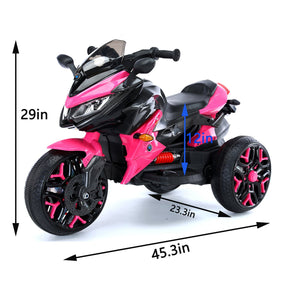 English Elm Kids 12v Battery Powered Ride on Motorcycle with Light up Wheels and Training Stabilizers W1760P252033