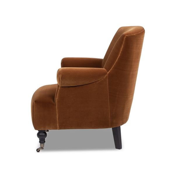 English Elm Jennifer Taylor Home - Eloise Handcrafted 30" Pleated Sock-Arm Accent Chair with Camelback Silhouette and Solid Wood Legs Burnt Orange B2719P385741