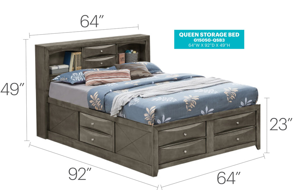 English Elm Elegant Gray Queen Storage Bed - Modern Minimalist Design With Under-Bed Storage For Stylish Homes B078S00187