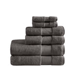 Madison Park Signature Turkish Transitional Cotton 6 Piece Bath Towel Set MPS73-454 Charcoal