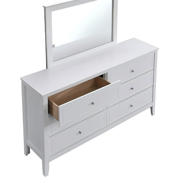 English Elm Daniel Assembled 5-Drawer Chest with English Dovetail Drawers, Metal Hardware & Solid Wood Frame White 62 L x 40 W x 19 H B078P400754