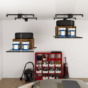 English Elm Overhead Garage Ceiling Rack All Steel Crank Down Platform 250 Lb Locking Hoist W2700P346225
