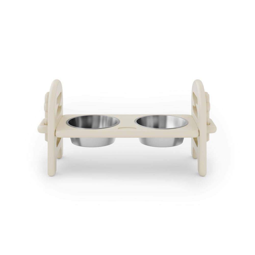 English Elm Beige Collapsible Pet Feeder with Adjustable Height Recycled Poly Lumber Outdoor Ready Beige B195P214985
