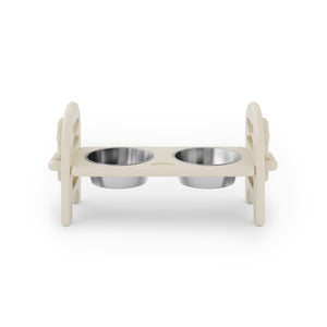 English Elm Beige Collapsible Pet Feeder with Adjustable Height Recycled Poly Lumber Outdoor Ready Beige B195P214985