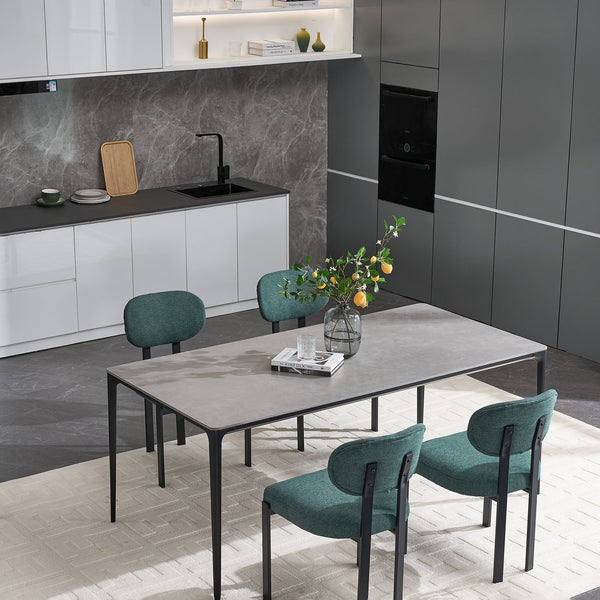 English Elm Modern Boucle Tufted Dining Chairs Set of 2 Mid-century Matte Leg Kitchen Seating Antique Green,Black W3244P296988