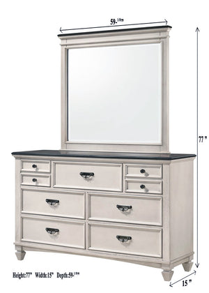 English Elm Beautiful Farmhouse Chest of Drawers with Vintage Molding and Black Nickel Hardware for Elegant Storage Beige 62.75 L x 20.2 W x 35.2 H B011P228559