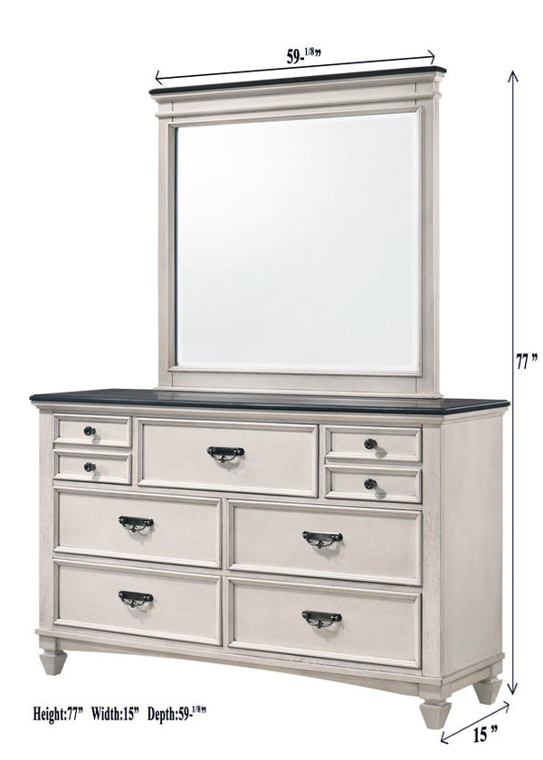 English Elm Beautiful Farmhouse Chest of Drawers with Vintage Molding and Black Nickel Hardware for Elegant Storage Beige 62.75 L x 20.2 W x 35.2 H B011P228559