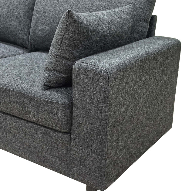 English Elm Modern Low Profile Upholstered Sofa Deep Seat Cushions for Apartment Living Rooms Dark Gray B343P435319