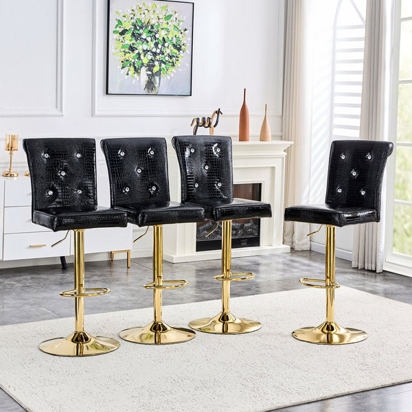 English Elm 4-pack Pu High-back Dining Chairs with Powder-coated Metal Legs for Modern Kitchens Black W3875P371071