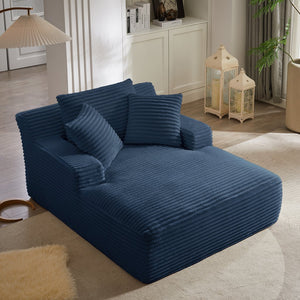 English Elm Oversized Corduroy Chaise Lounge with Pocket Spring Support Ready to Use Living Room Blue W2339P442153
