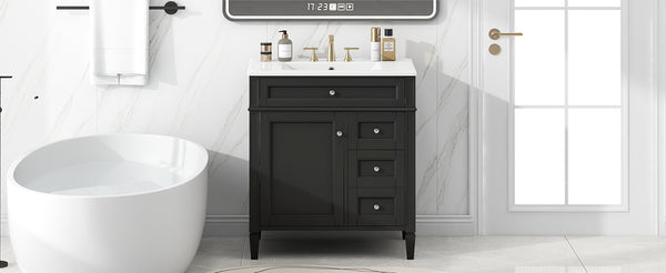 English Elm 30'' Modern Bathroom Vanity With Ceramic Sink, 2 Drawers & Tip-Out Storage For Stylish Organization N710P250194B