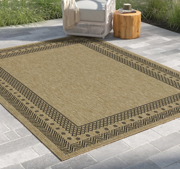 English Elm Earth Jute/Black 7'10" X 10'3" Indoor/Outdoor Area Rug - Durable, Stylish, Stain-Resistant Design! B186P198826