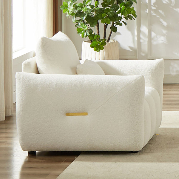 English Elm MH36.8''Teddy Modern lounge chair sofa with plush teddy upholstery, supportive wooden arms, 250lb capacity Beige W1193P314000