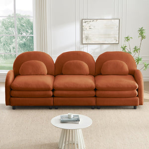 English Elm Teddy Fleece Modular Cloud Sofa Sculptural Curved Three Seat Living Room Couch Orange W5656S00095
