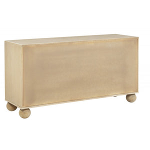 English Elm Modern Fluted 6-Drawer Dresser in Light Oak with Rounded Legs - Sculptural, Warm Wooden Storage Unit B011P380804