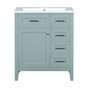 English Elm 30" Green Bathroom Vanity With Sink Combo - Modern Design, Solid Wood, Ample Storage & Easy Install N725S999222F