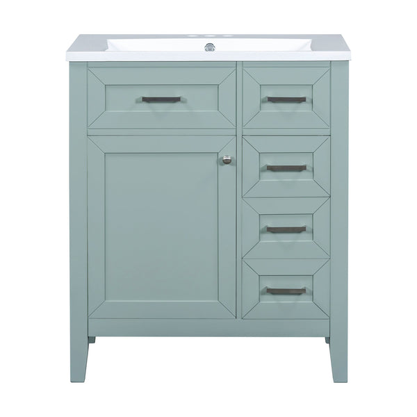 English Elm 30" Green Bathroom Vanity With Sink Combo - Modern Design, Solid Wood, Ample Storage & Easy Install N725S999222F