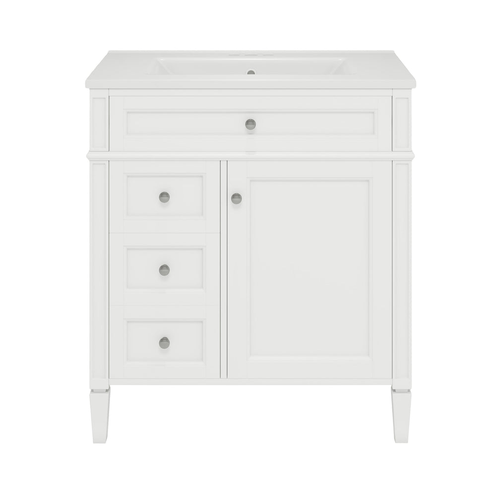 English Elm 30'' Modern Bathroom Vanity With Ceramic Sink, Soft-Close Drawers & Elegant Storage Solutions N710P206904K