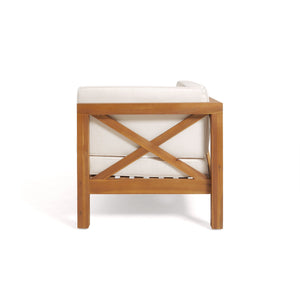 English Elm Brava Outdoor Acacia Corner Bench Set with Coffee Table for Patio Entertaining 57968.00BEI2