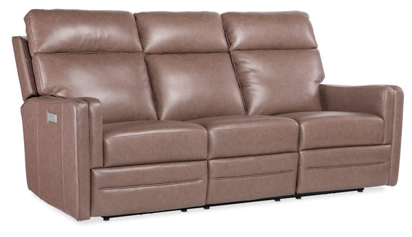 Hooker Furniture Twain Semi-Aniline Top-Grain Leather Zero Gravity Power Loveseat With Usb, Power Headrest Lumbar Brown SS645-PHZL3-070
