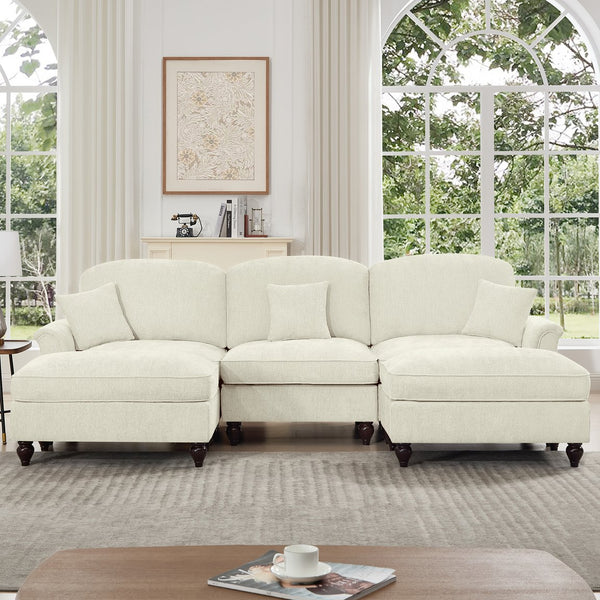English Elm Classic Comfy Modular U-Shape Sectional Sofa: Stylish Chenille Couch With Flared Arms & Ottomans W3041S00235
