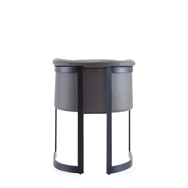 English Elm Corso Modern Metal Dining Chair with Smooth Vegan Leather Upholstery and Geometric Black Frame Gray B365P397741