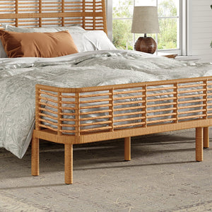English Elm Christopher Knight Home® - King Gorgeous Sleek Grid PE Wicker Bed with High Wing Back, Metal Frame Support, Breathable Rattan Elegance N758P294450N
