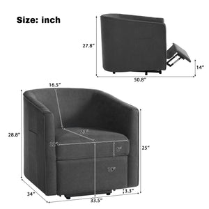 English Elm Power Lift Recliner Barrel Back Chenille Chair for Seniors with Footrest Pocket Dark Grey N719P355911R