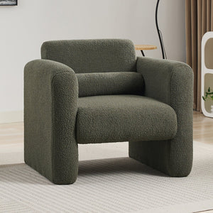 English Elm Modern Accent Chair Breathable Sherpa Upholstered Reading Armchair with Plush Cushion and Lumbar Support Seaweed Green 30 L x 25.75 W x 22.76 H WF325072AAG