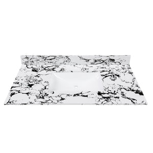 English Elm 43"X22" Bathroom Vanity Top With Undermount Sink & Backsplash - Panda White Artificial Marble Elegance W509P362108