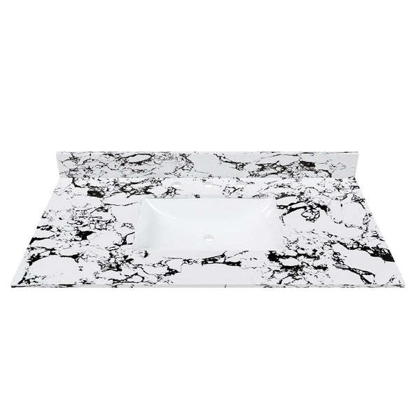English Elm 43"X22" Bathroom Vanity Top With Undermount Sink & Backsplash - Panda White Artificial Marble Elegance W509P362108