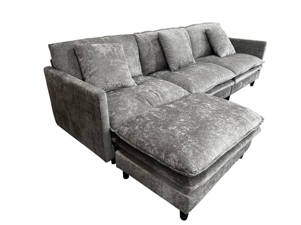 English Elm 108-inch Modular Chenille Sectional Sofa Deep Seat L-shape for Open Living Rooms Gray W2795S00046