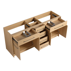 English Elm 72" Freestanding Bathroom Vanity with Double Resin Sink, Original Oak Finish, 4 Doors & 6 Drawers, Soft-Close W1972P315234