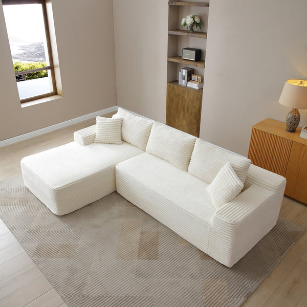 English Elm 105'' Modular Cloud Sectional Corduroy Plush Deep Seat L-shape Sofa for Living Room W1117S00338