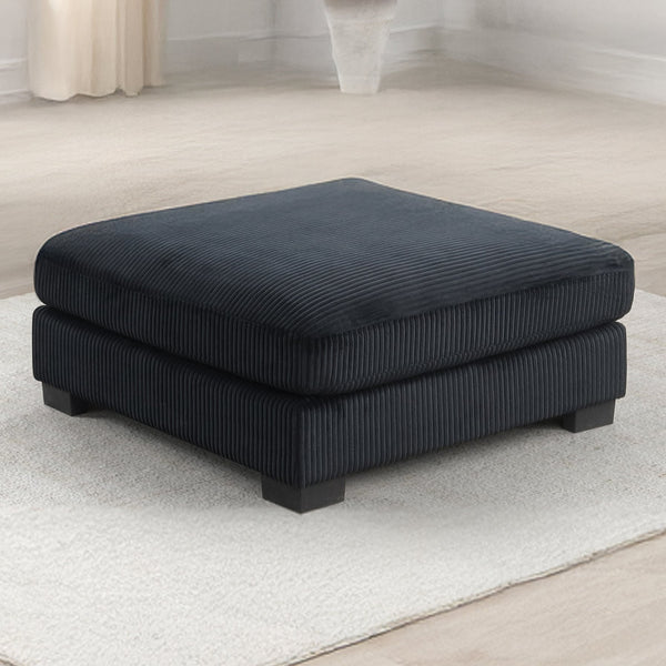 English Elm Bentley Corduroy Upholstered Ottoman — Plush Multi-Purpose Footrest & Extra Seating With Wood Frame Black B009P309311