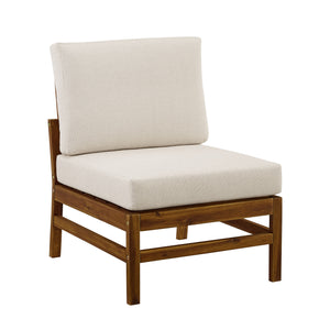 English Elm Walker Edison - Acacia Solid Acacia Wood Chevron Armless Sectional Set Dark Brown - 3-Piece + Coffee Table, Weather-Resistant Upholstery, Sustainable Craftsmanship B185P326697