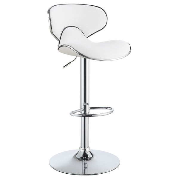 English Elm Edenton White Upholstered Adjustable Bar Stool Set of 2 — Swivel Leatherette Comfort, Metal Base Stable B062P344920