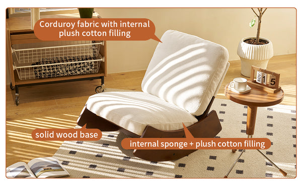 English Elm Comfortable Corduroy Glider Rocker with Solid Wood Frame for Nursery or Living Room W2105P145995