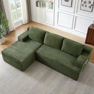 English Elm L-shaped Cloud Sectional Corduroy Sofa Deep Seat Modular Design for Any Living Space W2339P424645