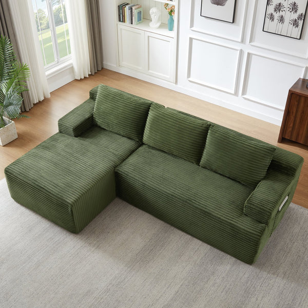 English Elm L-shaped Cloud Sectional Corduroy Sofa Deep Seat Modular Design for Any Living Space W2339P424645
