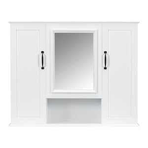 English Elm 36" Freestanding Single Sink Bathroom Vanity Rubberwood Cabinet with Matching Mirror White N725S314034K