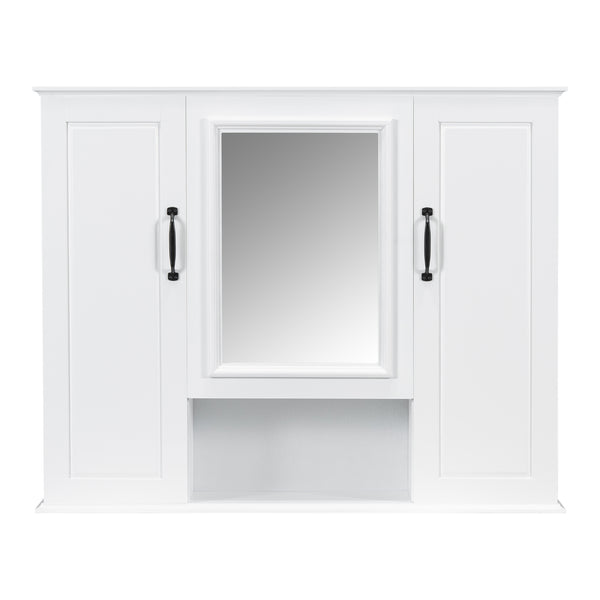 English Elm 36" Freestanding Single Sink Bathroom Vanity Rubberwood Cabinet with Matching Mirror White N725S314034K