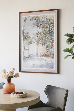 English Elm 31.5x47.2" Tuscan Courtyard Hand-painted Canvas Framed Wall Art Farmhouse Decor W2078P475438