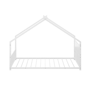 English Elm Twin House Shaped Metal Bed Frame with Led Lights and Wood Slats for Kids W1820P356049
